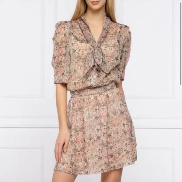 EUC ZADIG & VOLTAIRE Rewel Mousseline Floral Beaded Dress XS - Picture 1 of 11